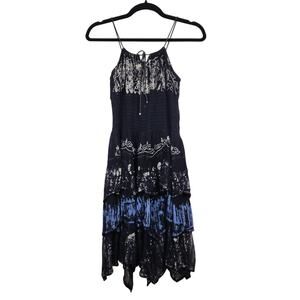 Y2k Advance Free Size Midi Dress Tiered Tie Dye Boho Rave Whimsy Hippie Alt